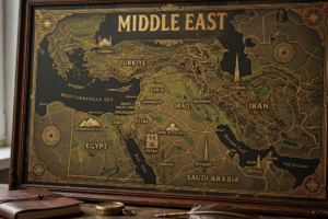 Map of the Middle East highlighting legal recruitment markets and law firm locations